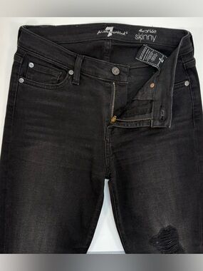 7 For all Mankind Black Ankle Skinny Jeans Stretch Women's size 10 27x27.5
